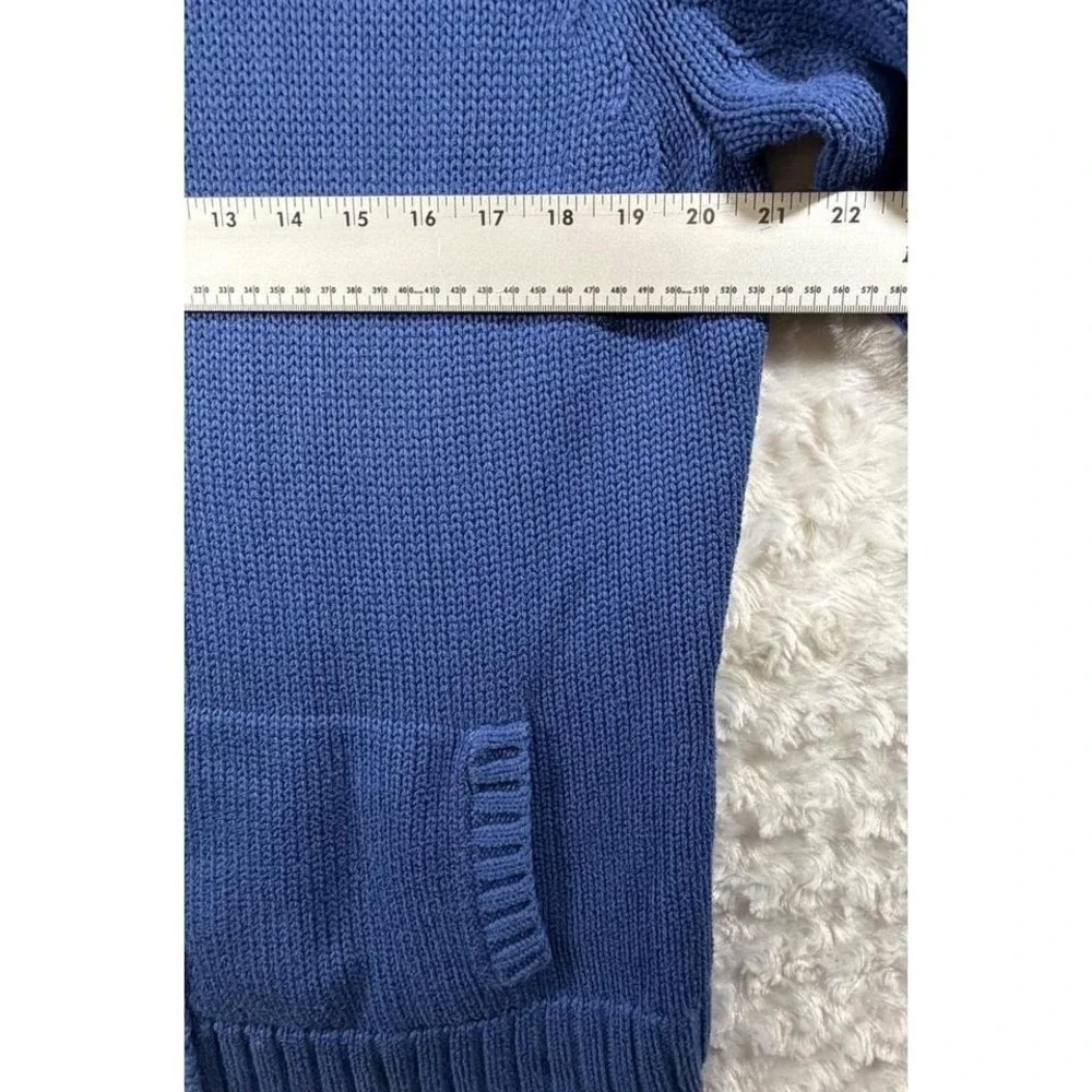 Lands End Womens Size XL Blue Shaker Knit Button Front Cardigan Sweater